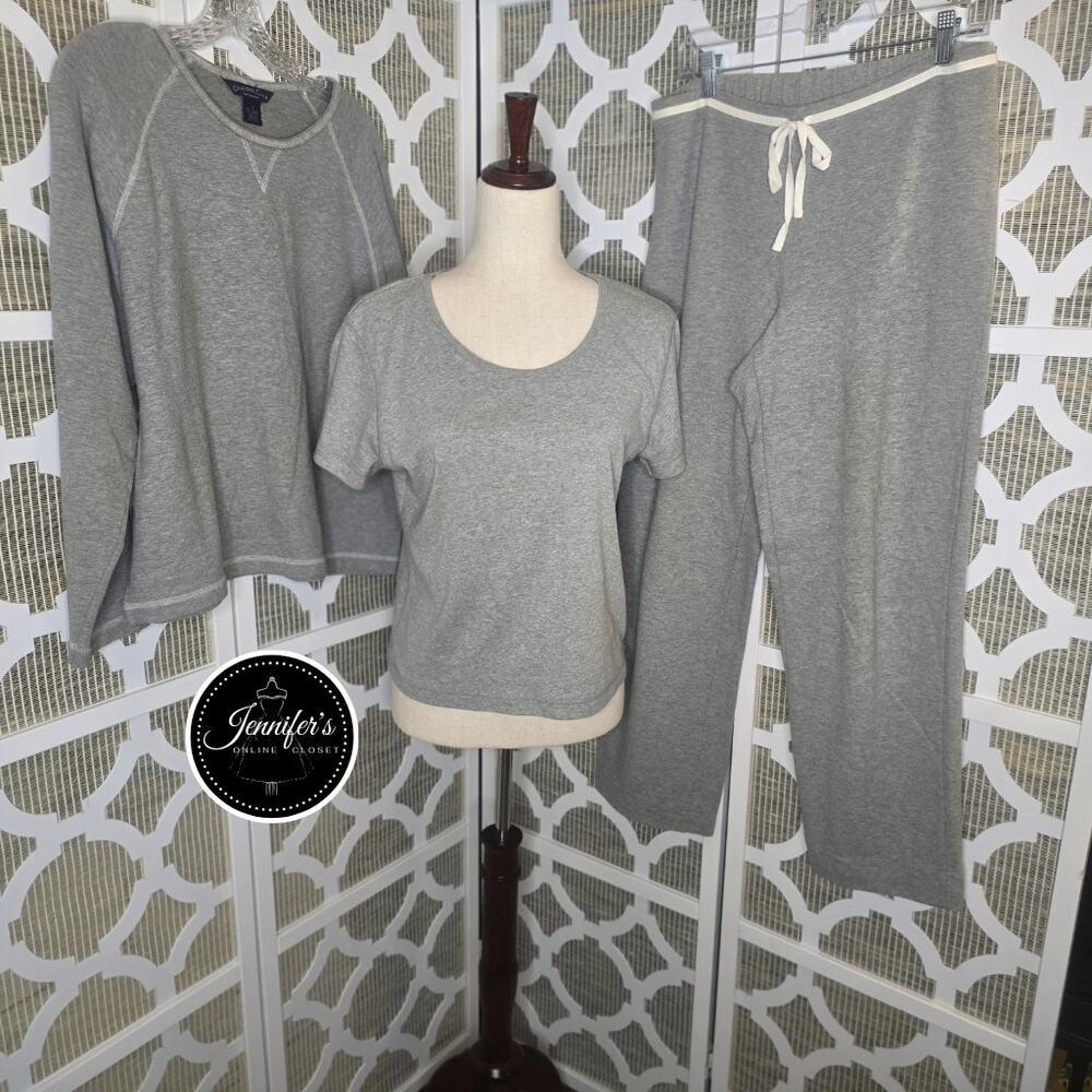 Charter Club Intimates 3-Piece Gray Knit Lounge Set Size Small
